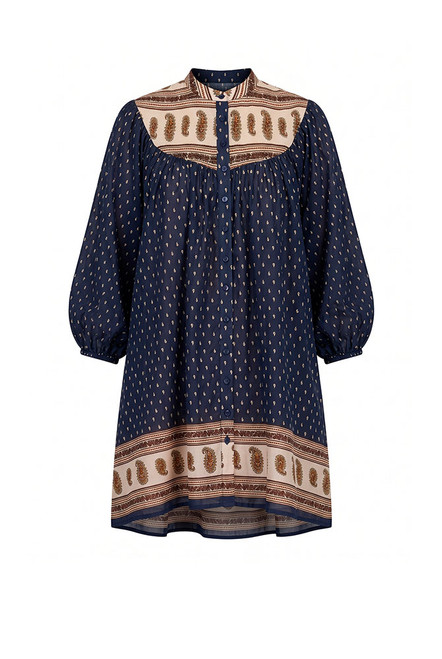 Ada Smock Mini Dress in Navy