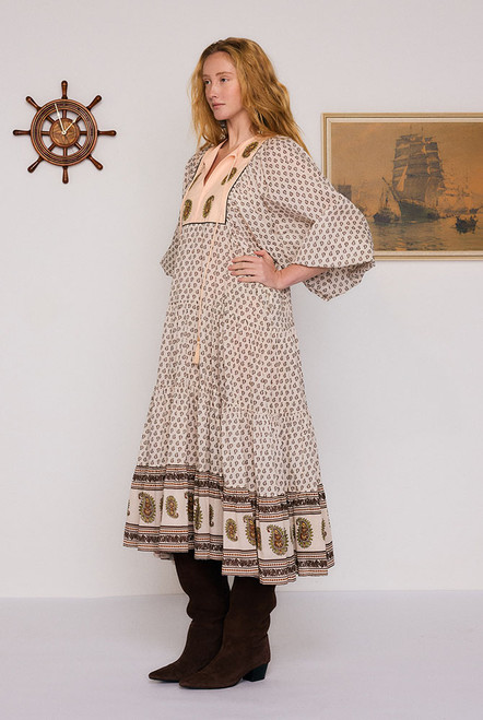 Ada Boho Midi Dress in Pink