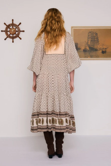 Ada Boho Midi Dress in Pink