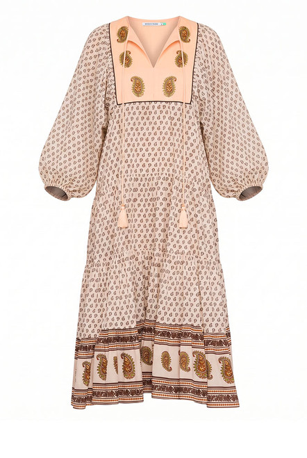 Ada Boho Midi Dress in Pink