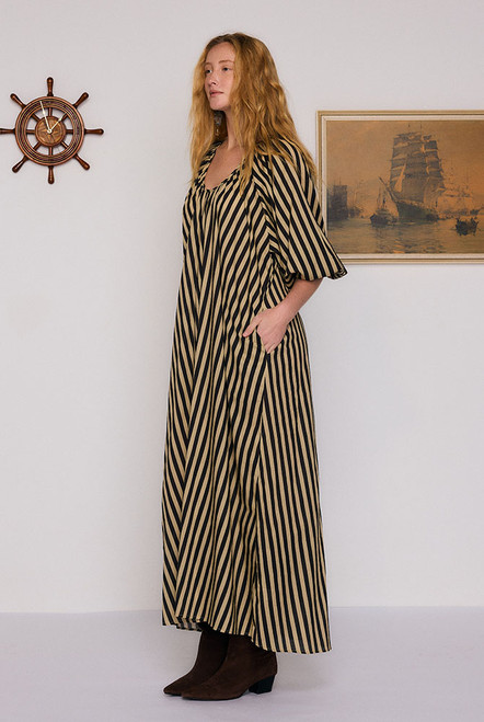 Belle Smock Maxi Dress in Stripe