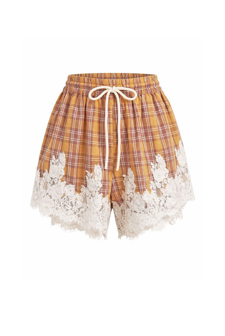 Cleo Lace Trim Short in Multi Check
