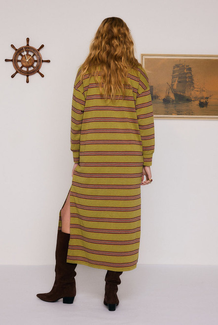 Stripe Rugby Midi Dress in Green