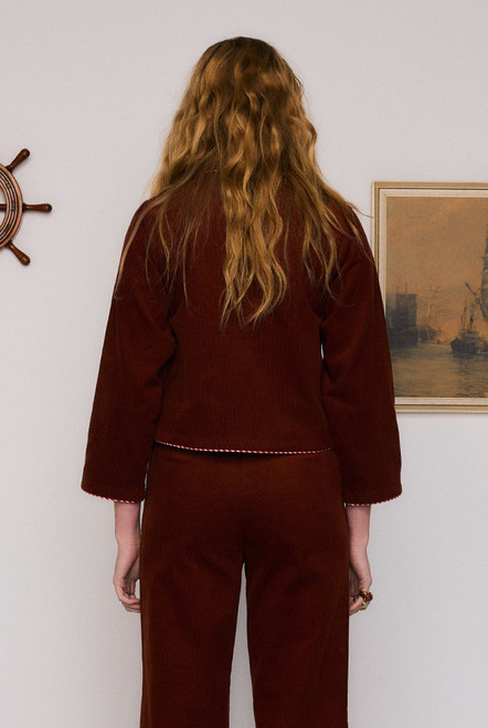 Sadie Embroidered Jacket in Burgundy