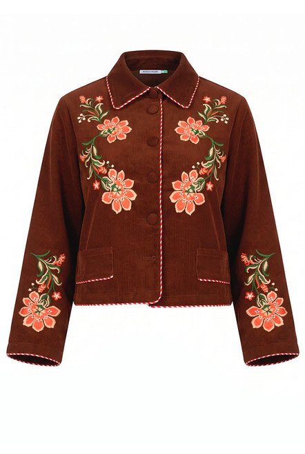Sadie Embroidered Jacket in Burgundy