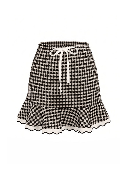 Crochet Swing Mini Skirt in Black White Check