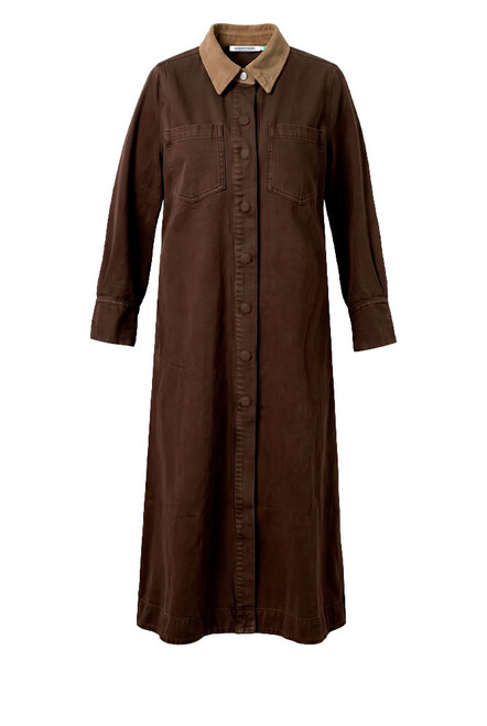 Cigar Denim Opera Dress in Brown