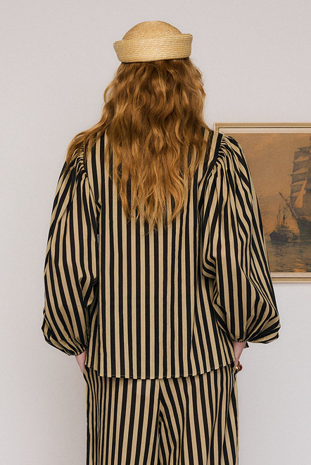 Belle Puff Sleeve Blouse in Stripe
