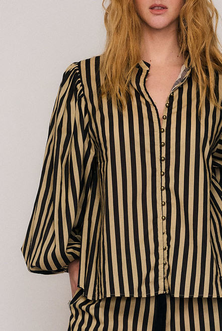 Belle Puff Sleeve Blouse in Stripe