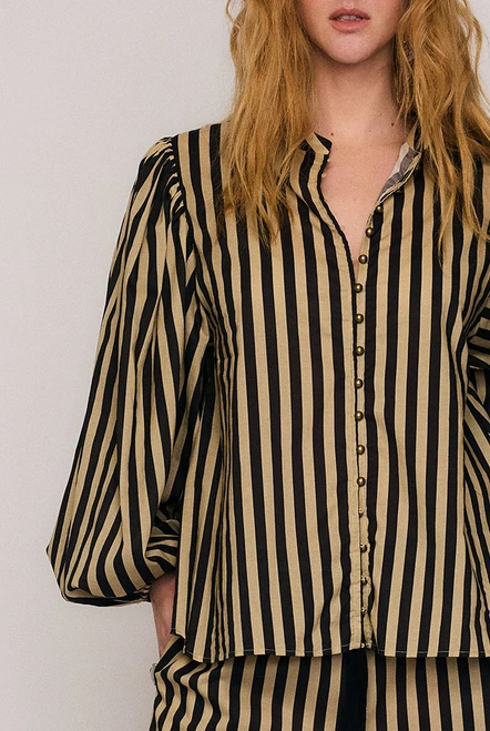 Belle Puff Sleeve Blouse in Stripe