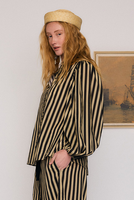 Belle Puff Sleeve Blouse in Stripe