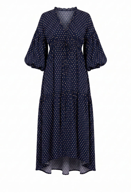 Paisley Billow Sleeve Maxi in Navy