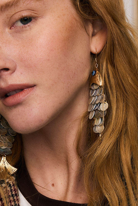Shell Scale Fish Earrings in Gold