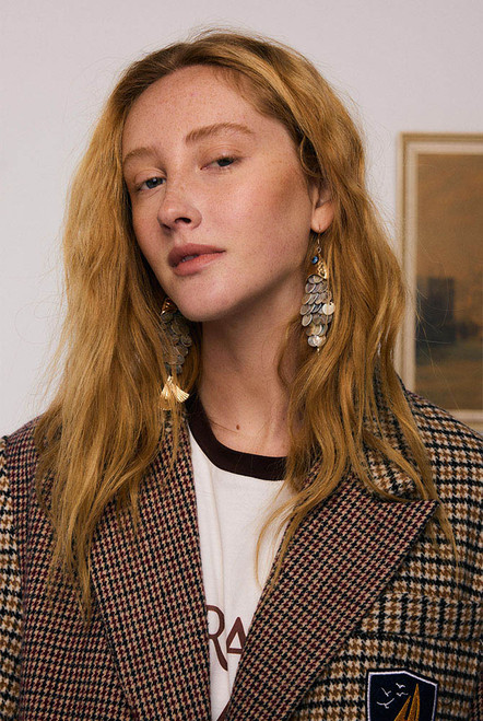Shell Scale Fish Earrings in Gold