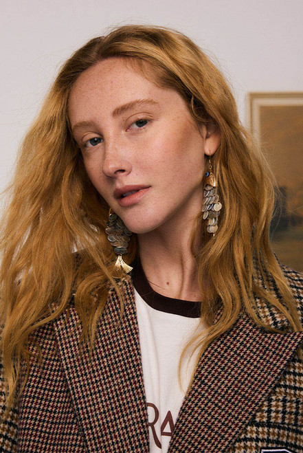 Shell Scale Fish Earrings in Gold