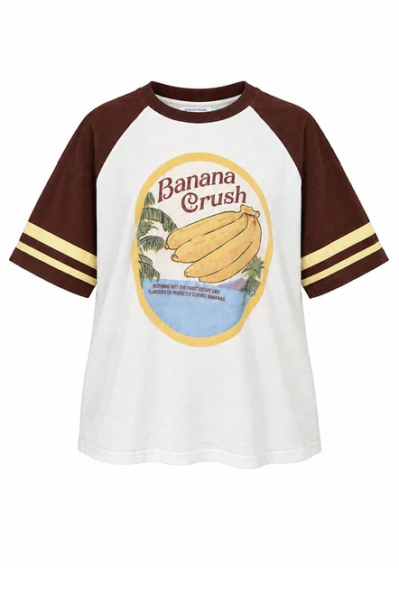 Banana Crush Ringer Tee in White