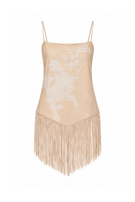 Kai Fringed Slip Top in Cream