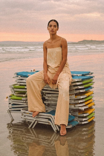 Kai Satin Pant in Cream