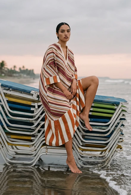 Isla Kaftan Pool Dress in Stripe