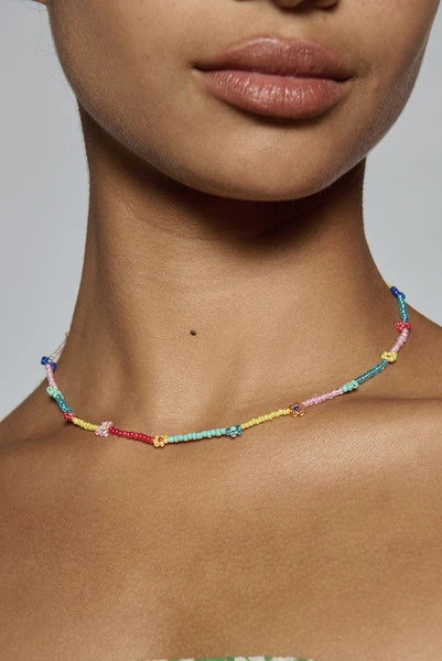 Mini Flower Beaded Necklace in Multi