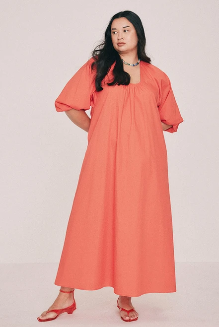 Scoop Neck Maxi Dress in Coral