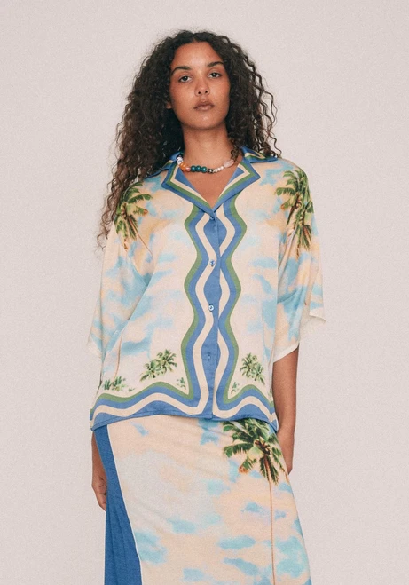 Waimea Oversized Slouchy Shirt in Blue