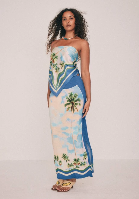 Waimea Jersey Tube Skirt in Blue