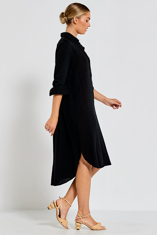 Boyfriend Shirt Dress in Black Online 