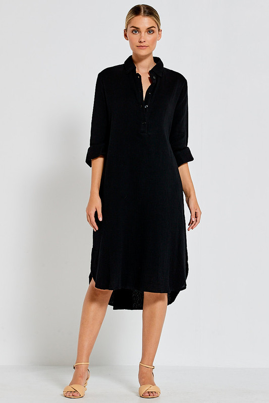 Boyfriend Shirt Dress in Black Online 