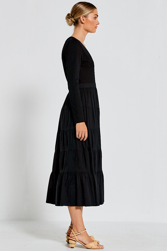 elderflower tiered midi dress