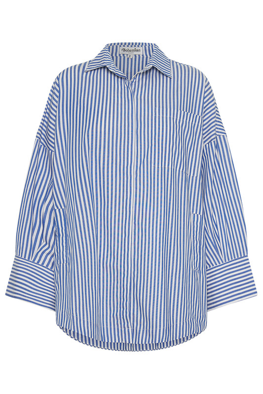 Oversized Shirt In Blue Stripe