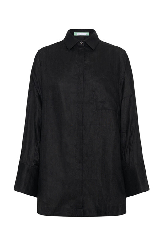Oversized Shirt in Black Linen