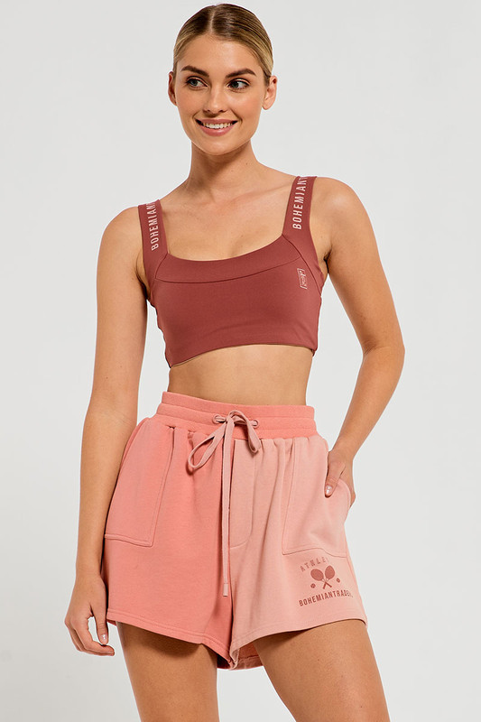 Track Short In Spliced Dusty Rose and Terracotta