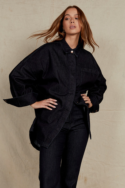 Denim Oversized Shirt in Indigo Wash