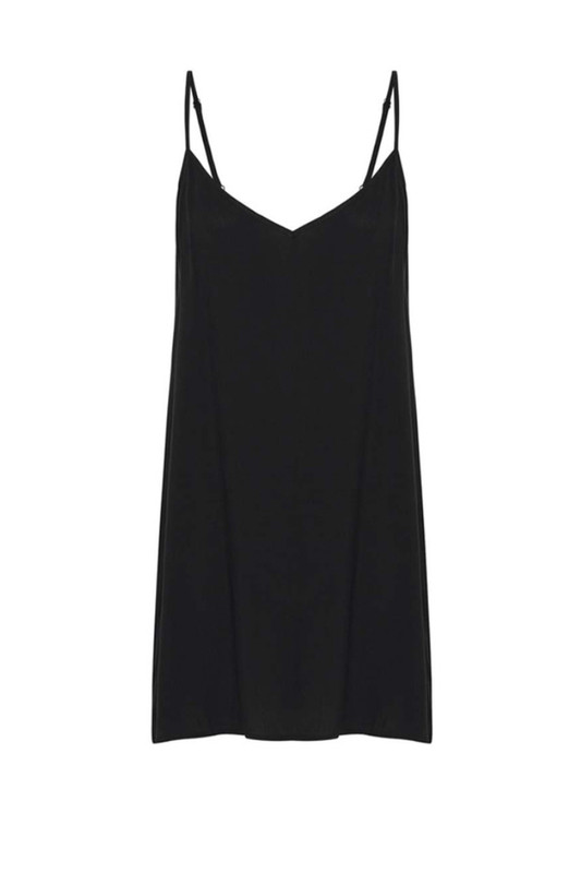 Midi Slip Dress in Black