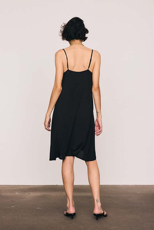 Midi Slip Dress in Black