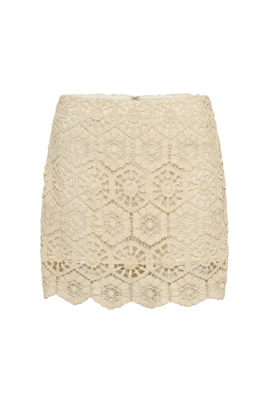 Lace Mini Skirt in Natural