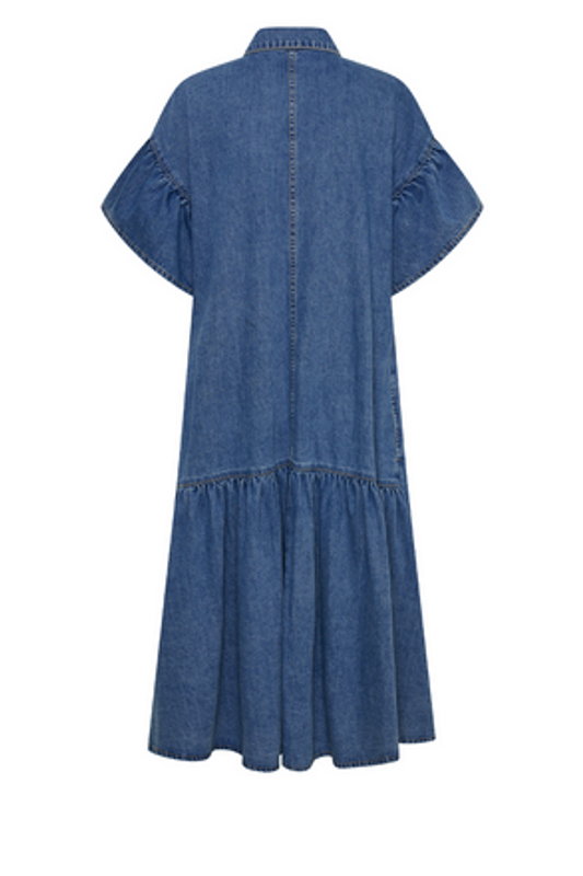 Genoa Denim Midi Dress in Mid Blue