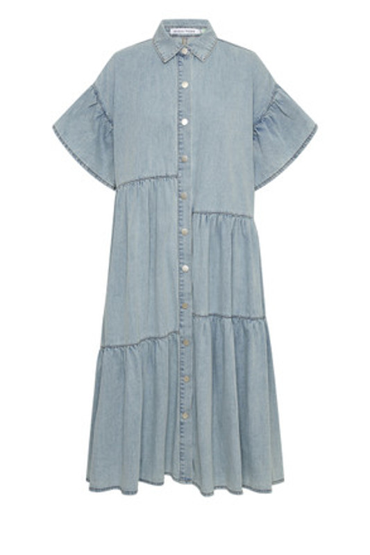 Genoa Denim Midi Dress in Ice Blue