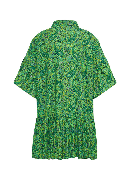 The long Australian Summer influences Bohemian Traders' breezy, oversized designs. This 'Genoa' mini dress is cut from lightweight cotton poplin, in playful paisley and has asymmetrical ruffles along the hem that effortlessly drape over your frame. Team yours with sandals and a basket bag or over jeans as the weather cools.