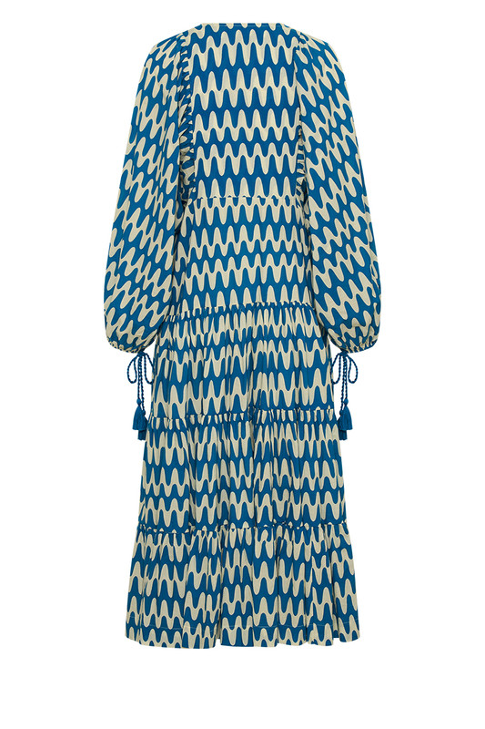 With its voluminious sleeves and tiered hemline, BT's Electromagnetic Wave Dress is so clearly influenced by the '70s. It's made from natural cotton-voile with a blue wave print throughout and a midi length that works beautifully with sandals in the summer.