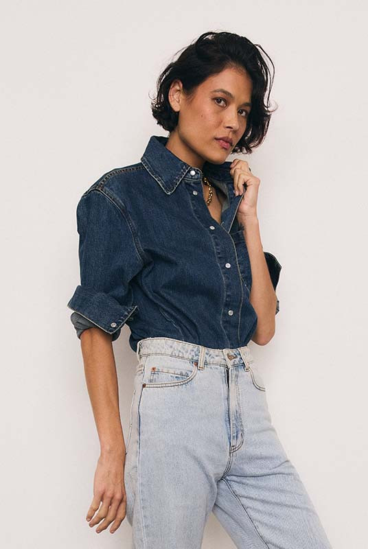 Denim Classic Easy Fit Shirt In Dark Blue
