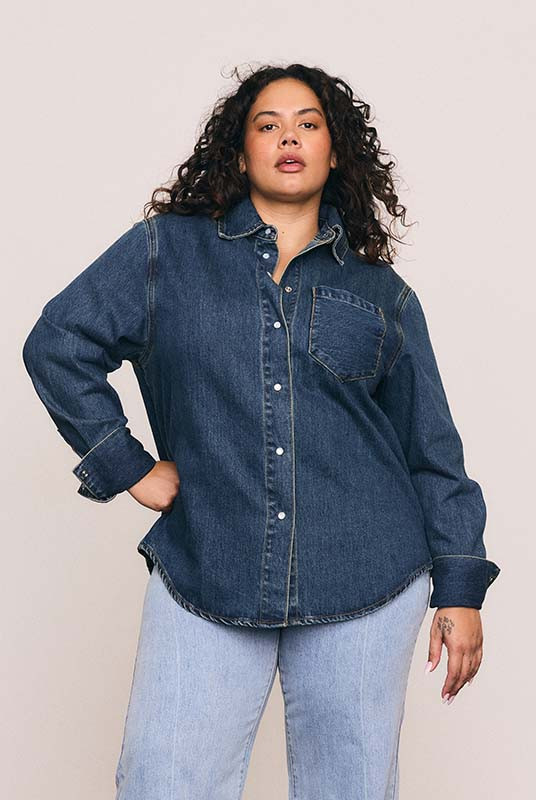 Denim Classic Easy Fit Shirt In Dark Blue