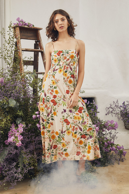 This Midi Slip Dress captures the effortless, laid-back vibe associated with Australian style. It's cut from airy cotton voile and has slim, adjustable straps that can be altered to suit. Printed wth aireloom botanicals designed in house, this dress will be your go-to this season.