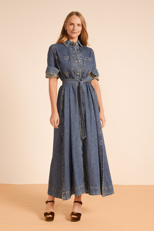 Denim Maxi Shirt Dress
