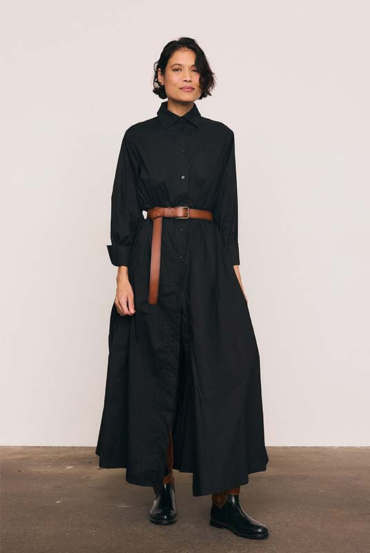 Opera Shirt Dress in Black