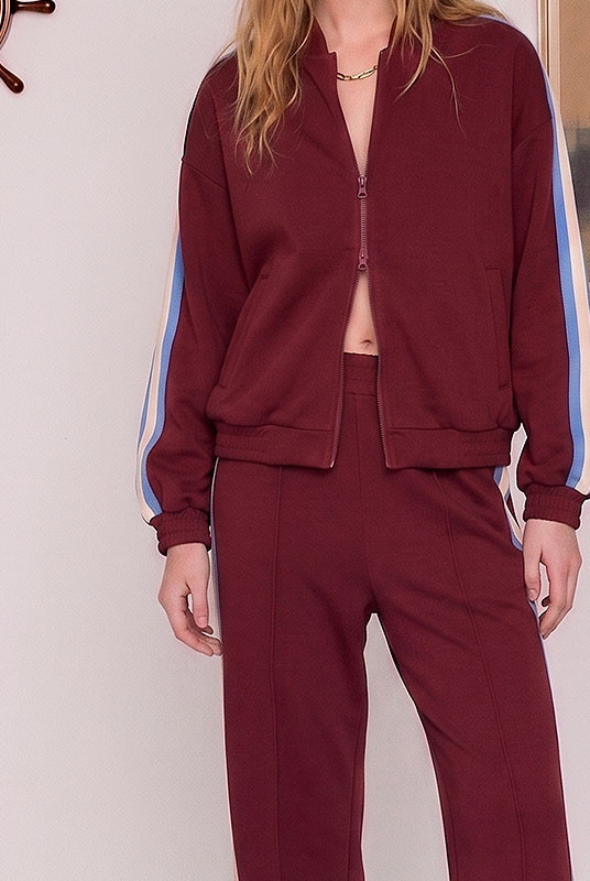 Track Pant in Burgundy