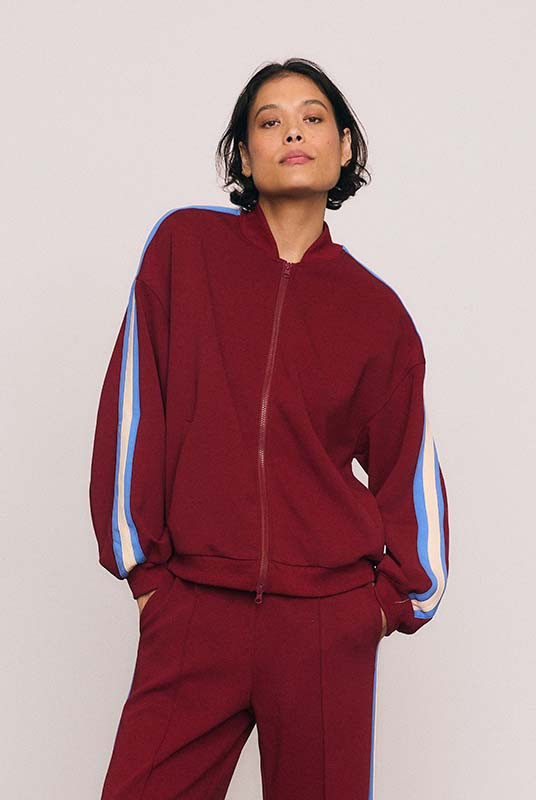 Zipper Track Bomber in Burgundy