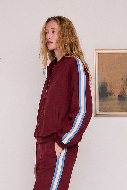 Zipper Track Bomber in Burgundy