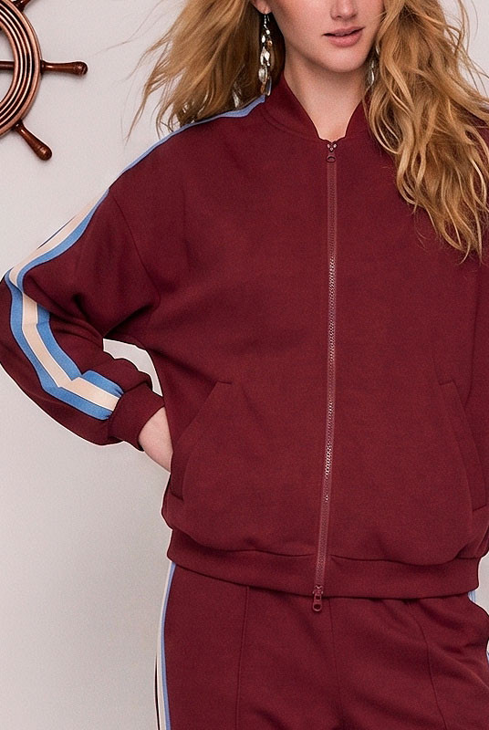Zipper Track Bomber in Burgundy